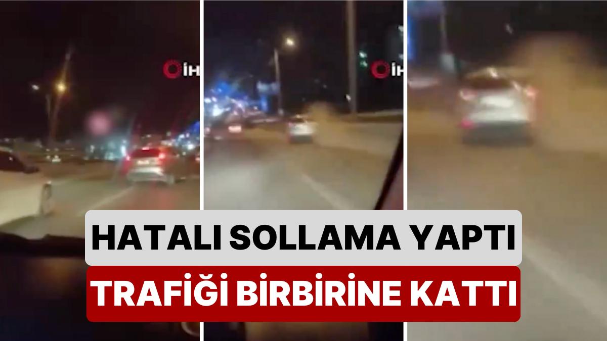 Ankara’da Hatalı Şerit Değiştiren Bir Araç Trafiği Altüst Etti