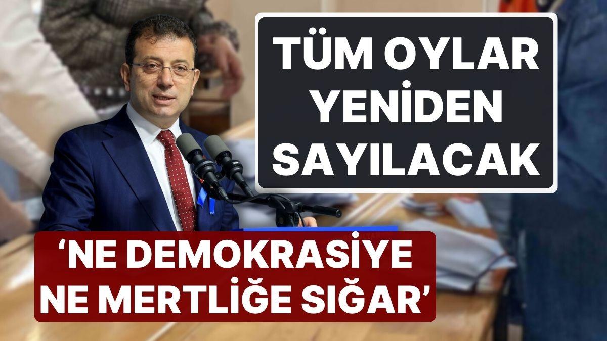 Ekrem İmamoğlu'nun Karara Tepkisi: CHP'nin Kazandığı Gaziosmanpaşa'da Oylar Yeniden Sayılacak