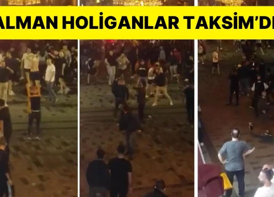 Alman Holiganlar Taksim’i Karıştırdı: Sandalyeler Havada Uçtu